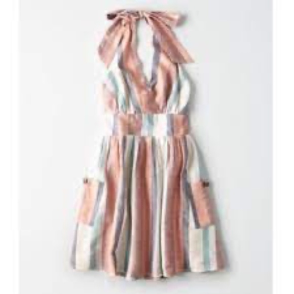Pastel Striped Halter Sundress American Eagle - Picture 3 of 7